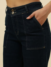 Straight Fit Dark Blue Womens Jeans Beatnik
