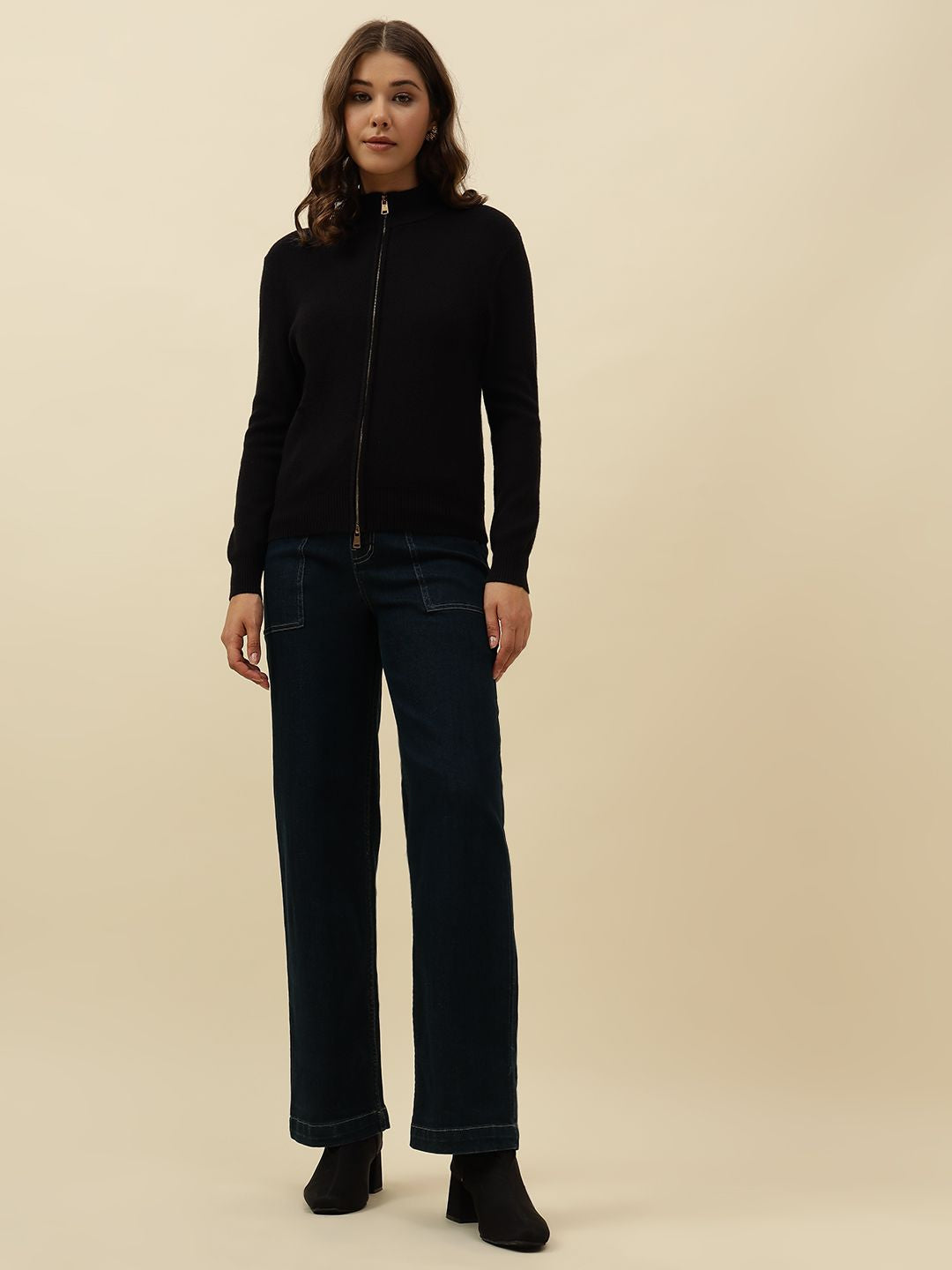 Straight Fit Dark Blue Womens Jeans Beatnik