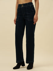 Straight Fit Dark Blue Womens Jeans Beatnik