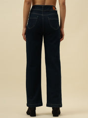 Straight Fit Dark Blue Womens Jeans Beatnik