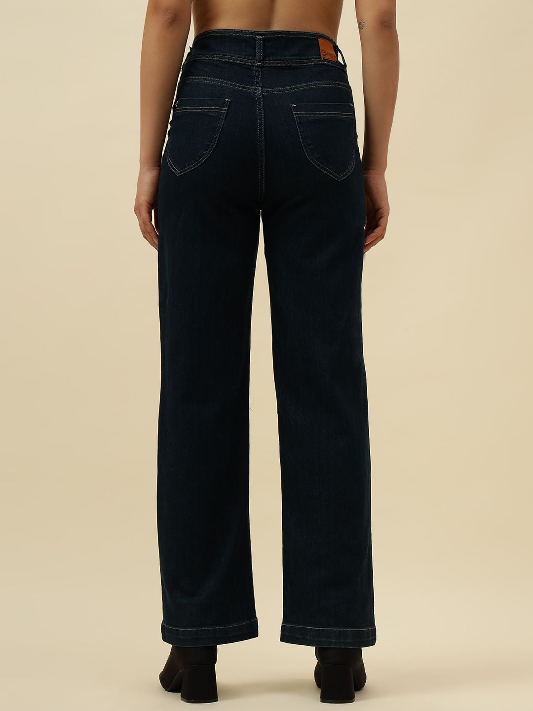 Straight Fit Dark Blue Womens Jeans Beatnik