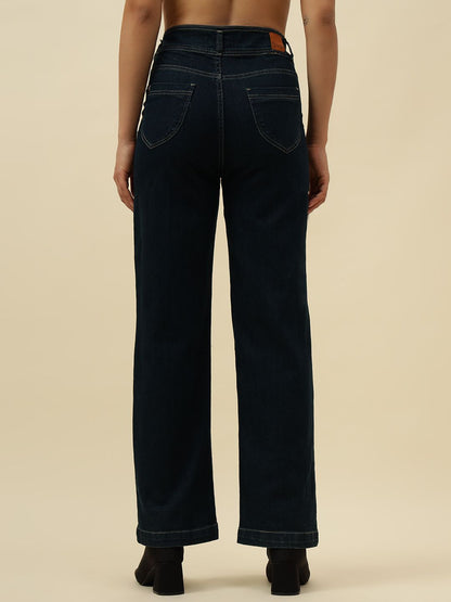 Straight Fit Dark Blue Womens Jeans Beatnik