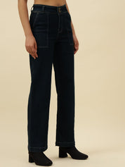 Straight Fit Dark Blue Womens Jeans Beatnik