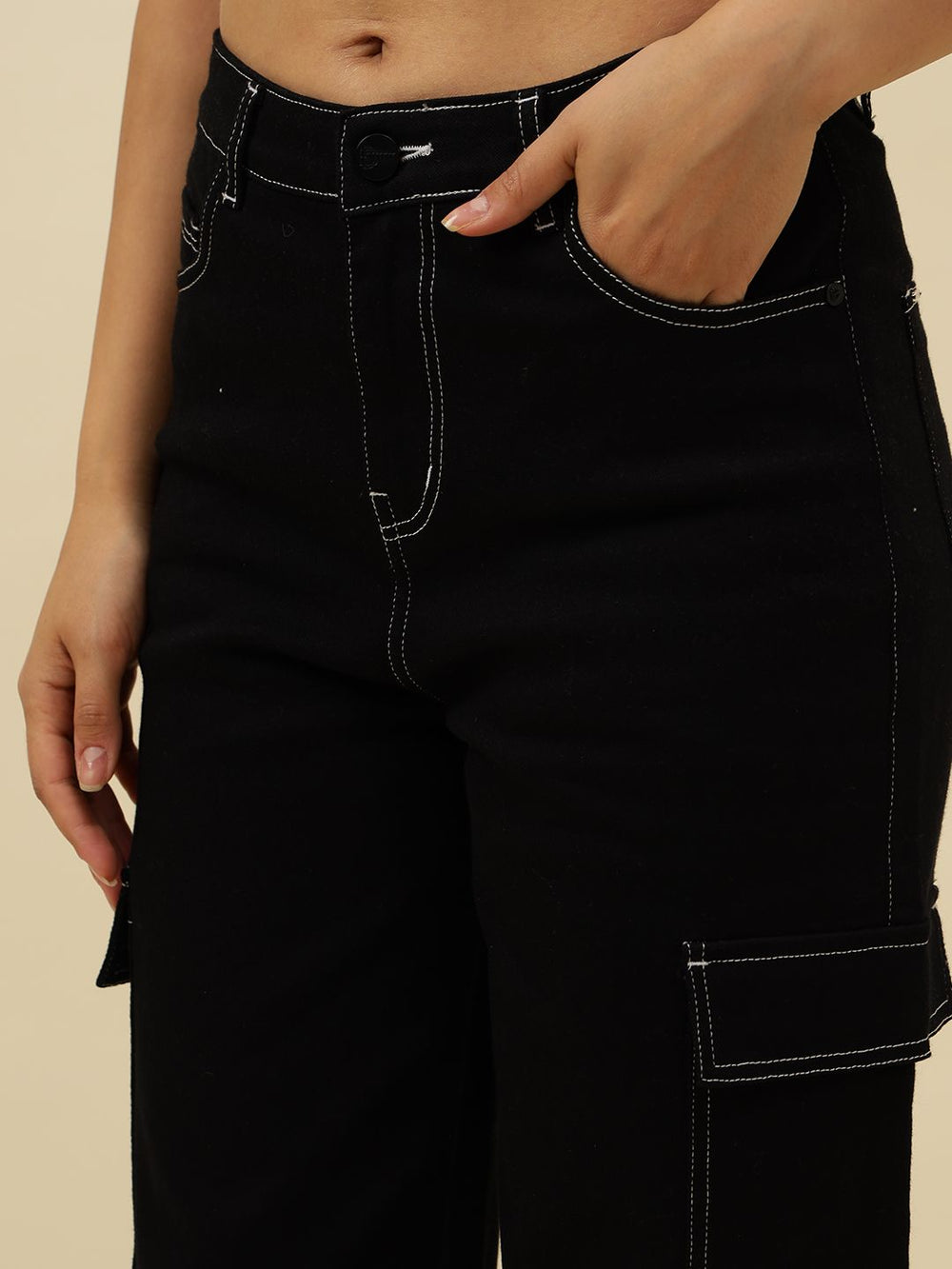 Black Cargo Stretchable Jean Beatnik