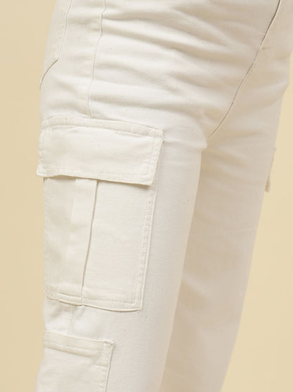 White Cargo Stretchable Jean Beatnik