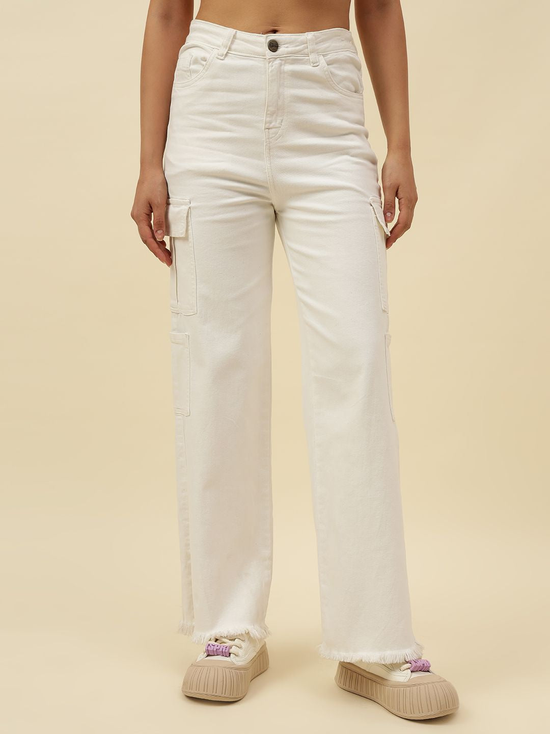 White Cargo Stretchable Jean Beatnik