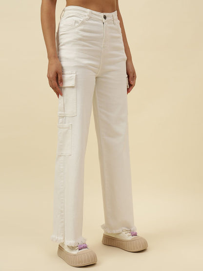 White Cargo Stretchable Jean Beatnik