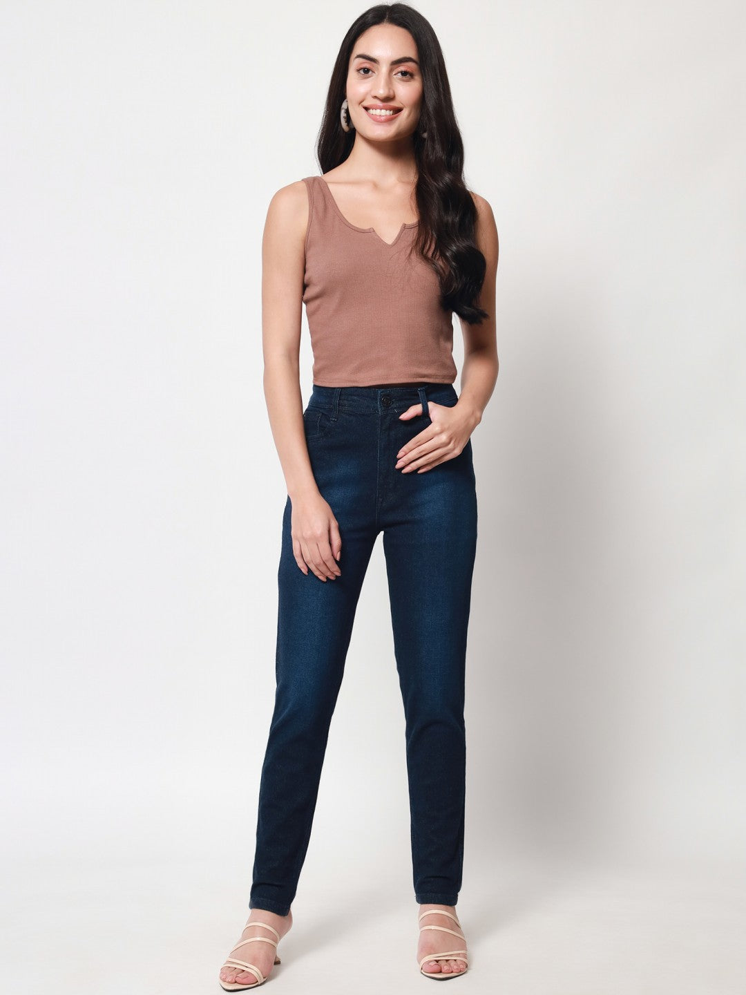 Beatnik Dark Blue Stretchable Slim Fit Womens Jeans Beatnik India