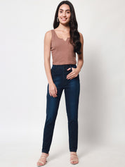 Beatnik Dark Blue Stretchable Slim Fit Womens Jeans Beatnik India