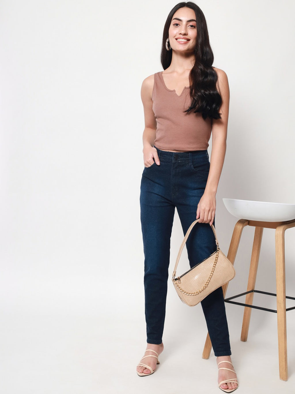 Beatnik Dark Blue Stretchable Slim Fit Womens Jeans Beatnik India