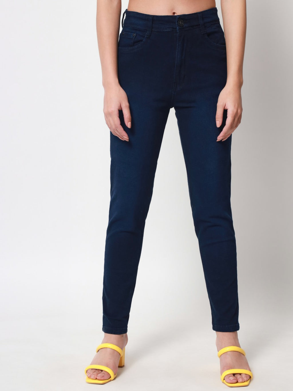 Beatnik Dark Blue Ankle Length Slim Fit Womens Jeans Beatnik India