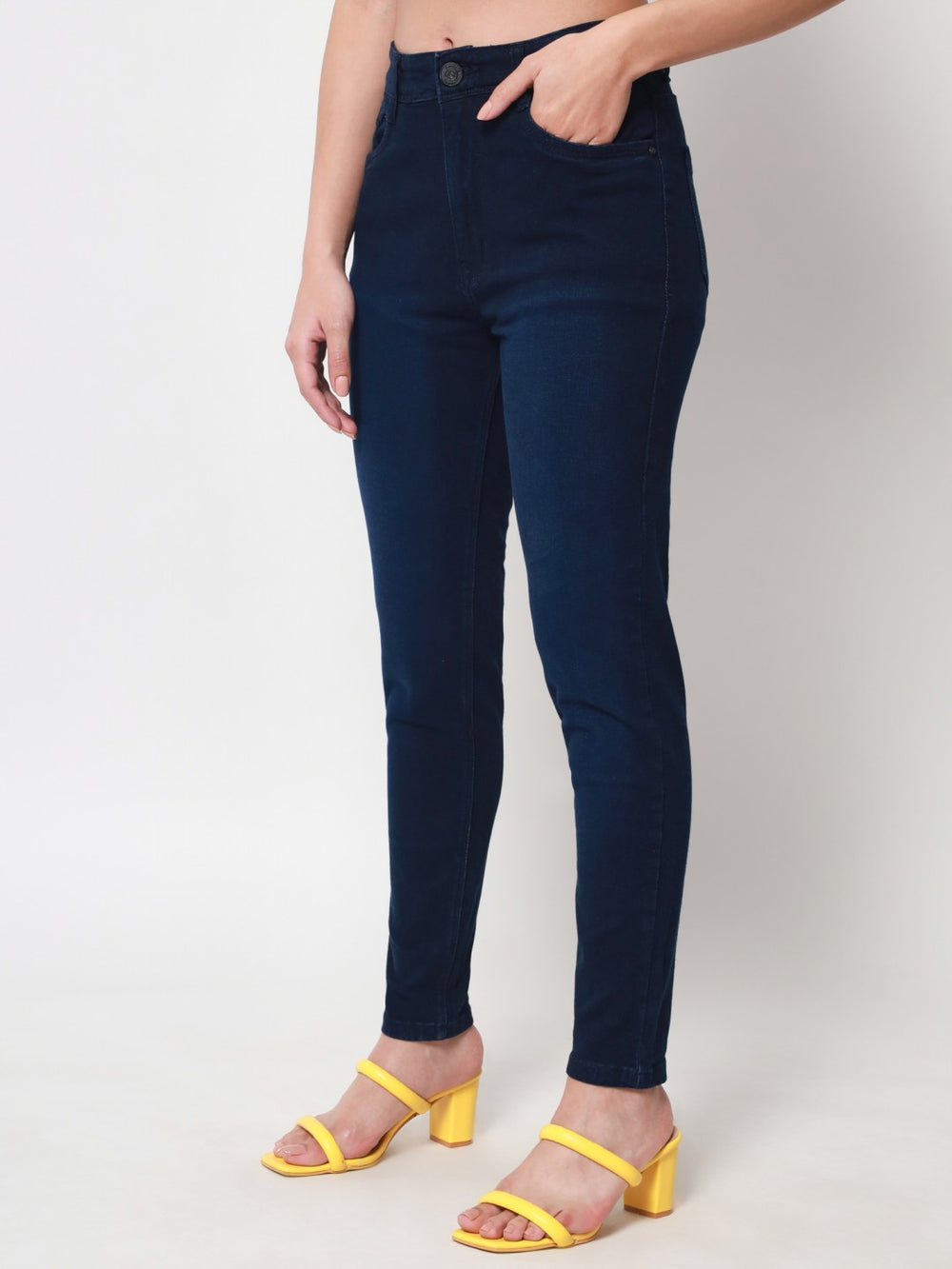 Beatnik Dark Blue Ankle Length Slim Fit Womens Jeans Beatnik India