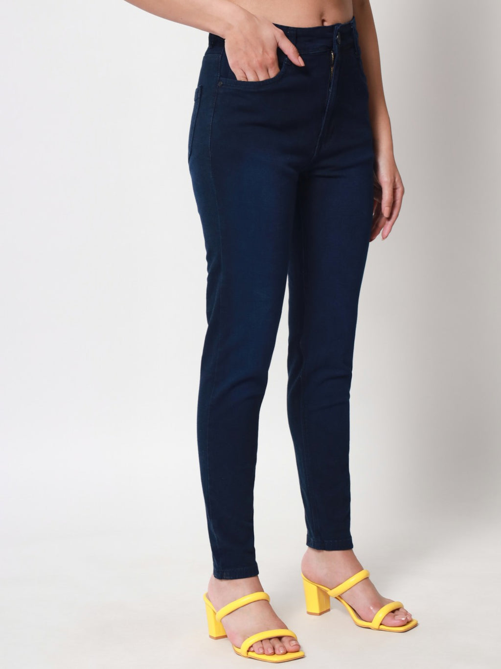 Beatnik Dark Blue Ankle Length Slim Fit Womens Jeans Beatnik India