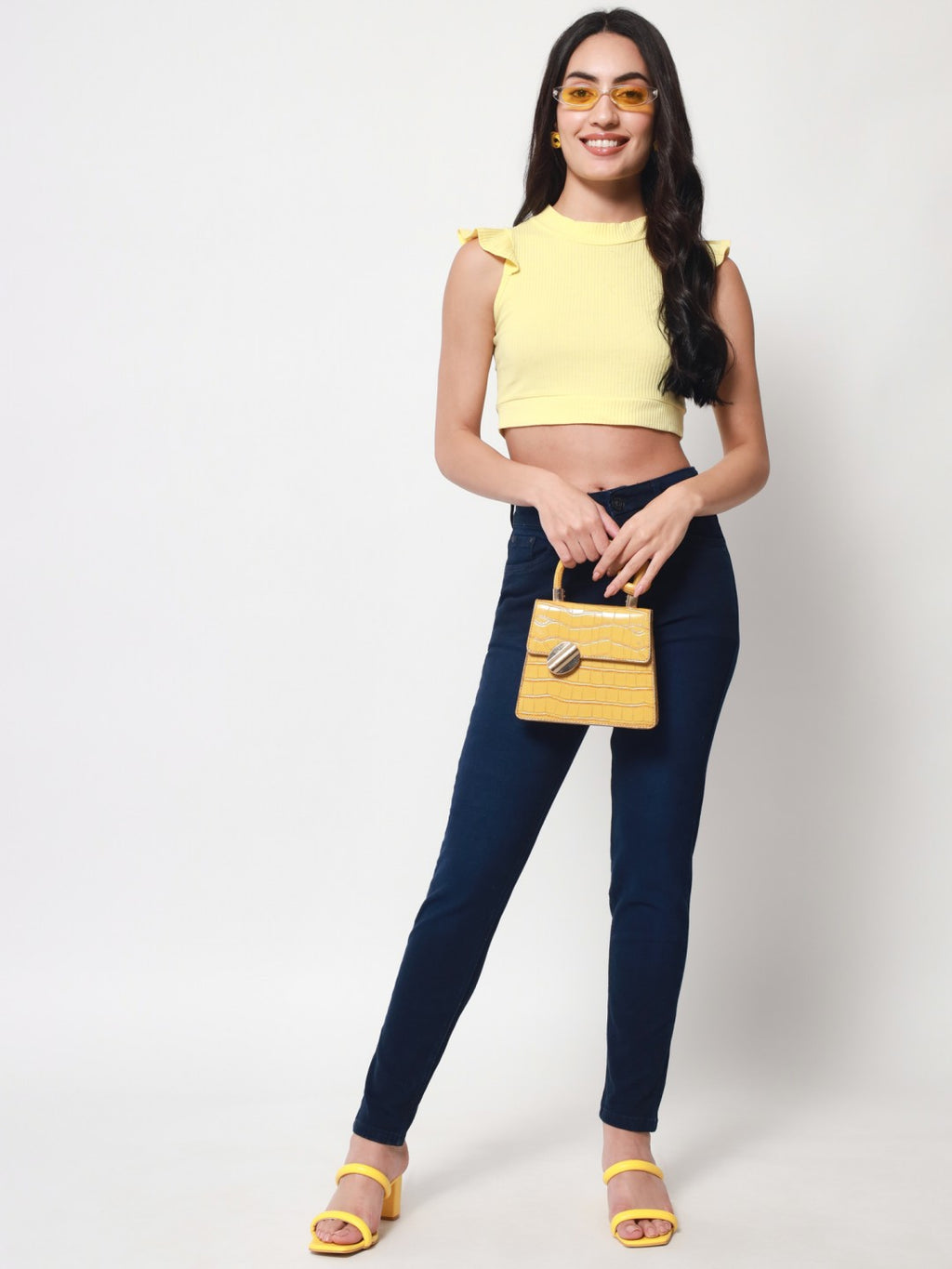 Beatnik Dark Blue Ankle Length Slim Fit Womens Jeans Beatnik India