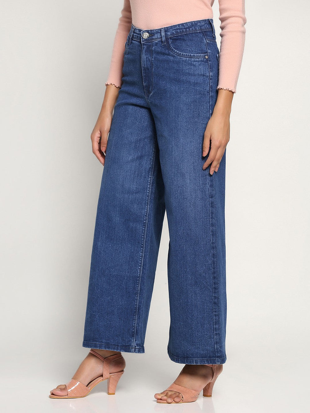 Beatnik Dark Blue Wide Leg Womens Jeans Beatnik India