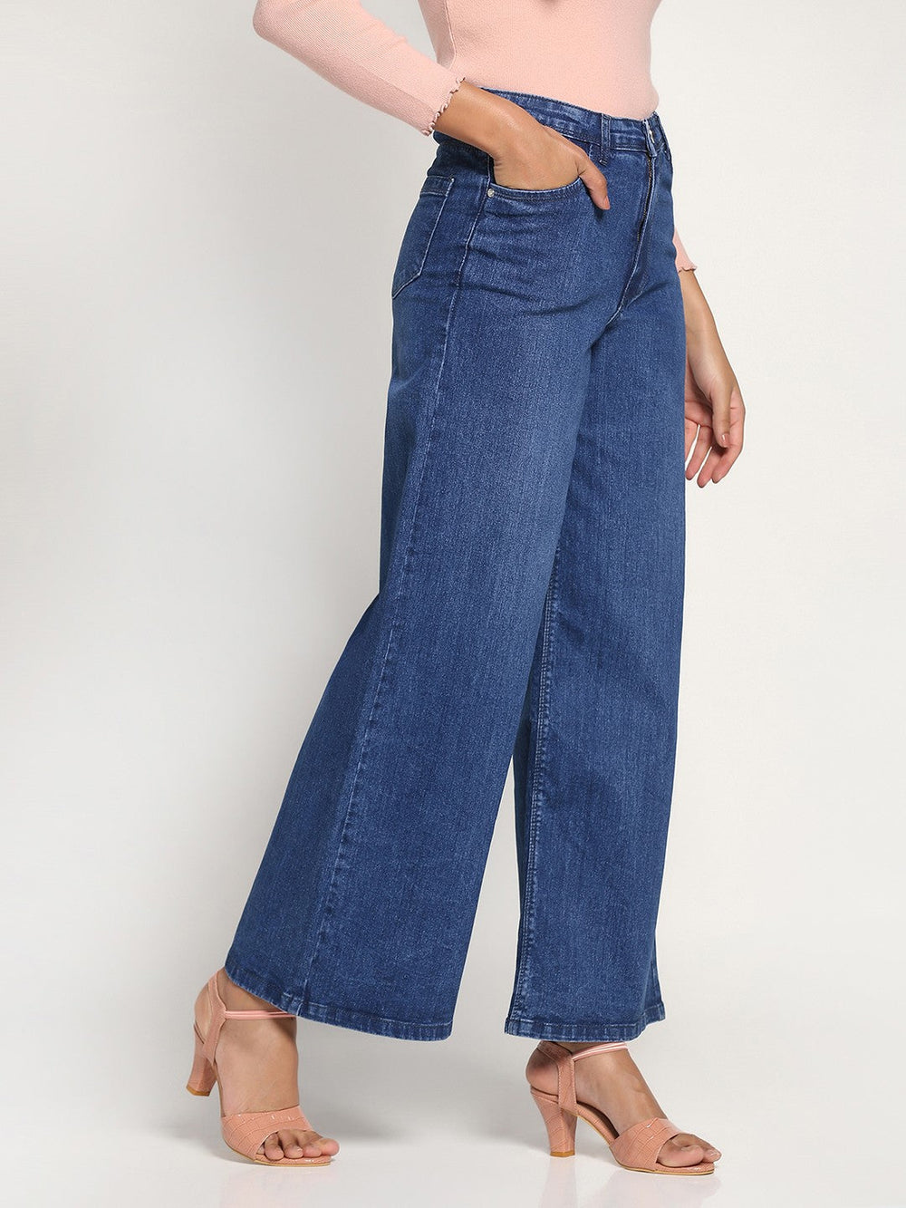 Beatnik Dark Blue Wide Leg Womens Jeans Beatnik India