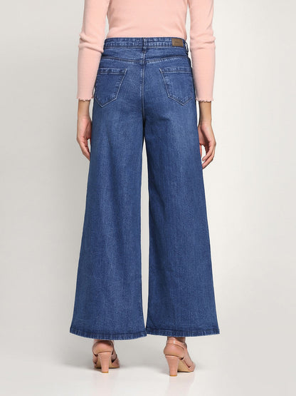 Beatnik Dark Blue Wide Leg Womens Jeans Beatnik India