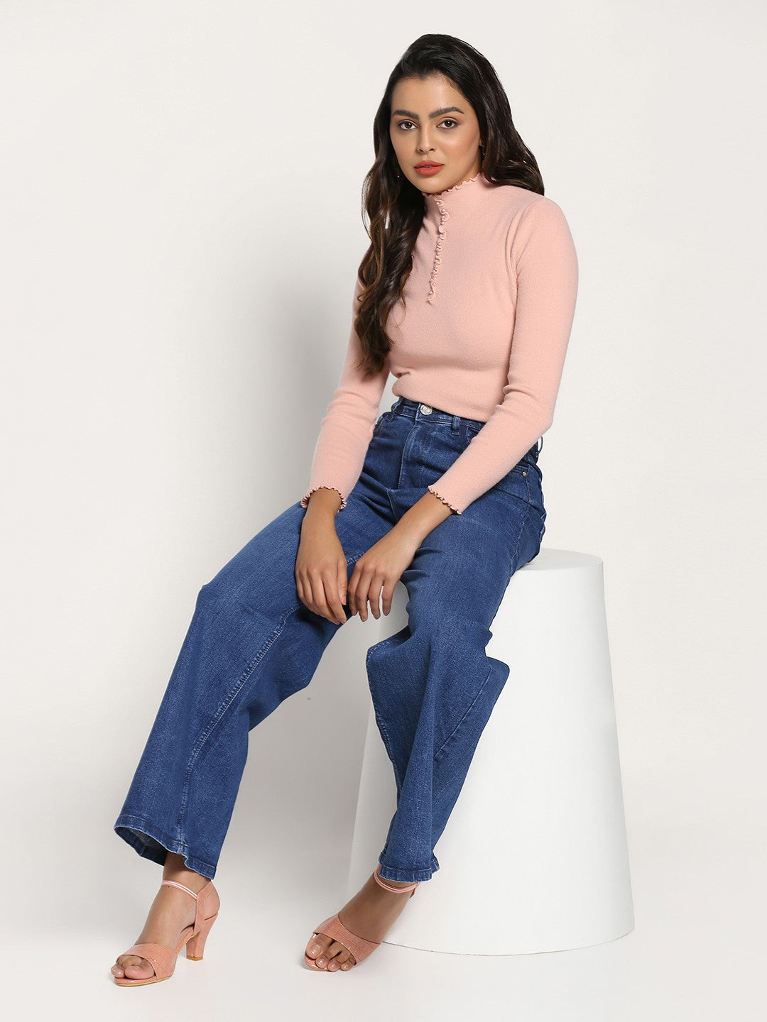 Beatnik Dark Blue Wide Leg Womens Jeans Beatnik India