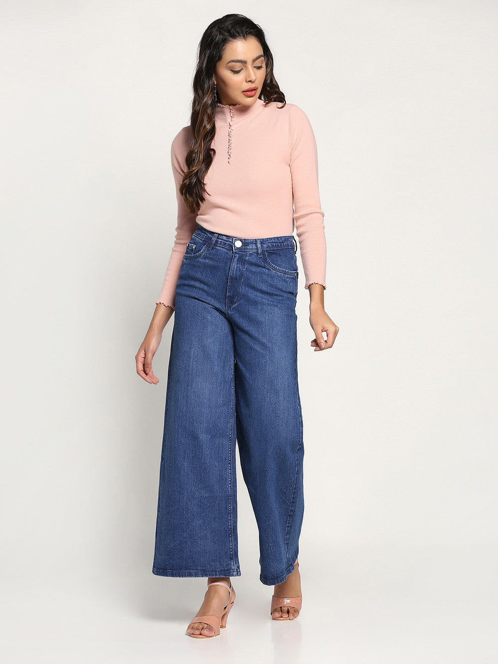 Beatnik Dark Blue Wide Leg Womens Jeans Beatnik India