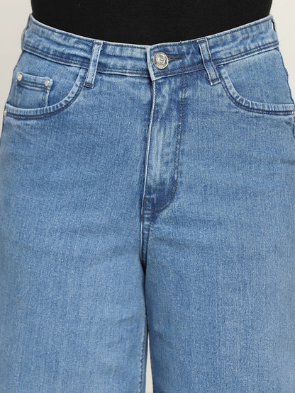 Beatnik Light Blue Wide Leg Womens Jeans Beatnik India