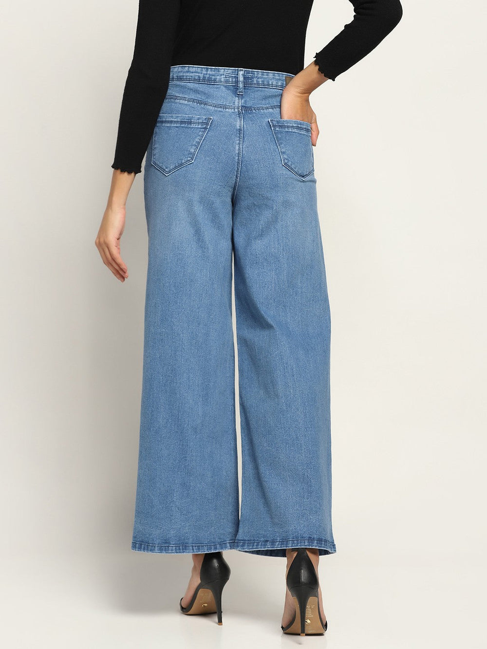 Beatnik Light Blue Wide Leg Womens Jeans Beatnik India