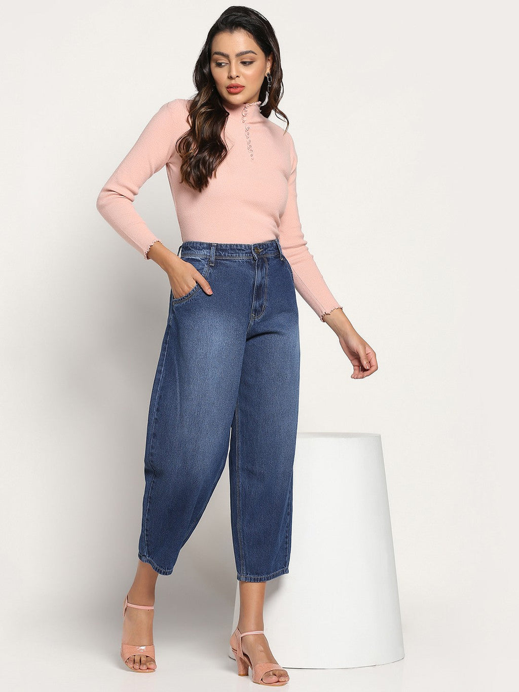 Beatnik Dark Blue Balloon Fit Womens Jeans Beatnik India