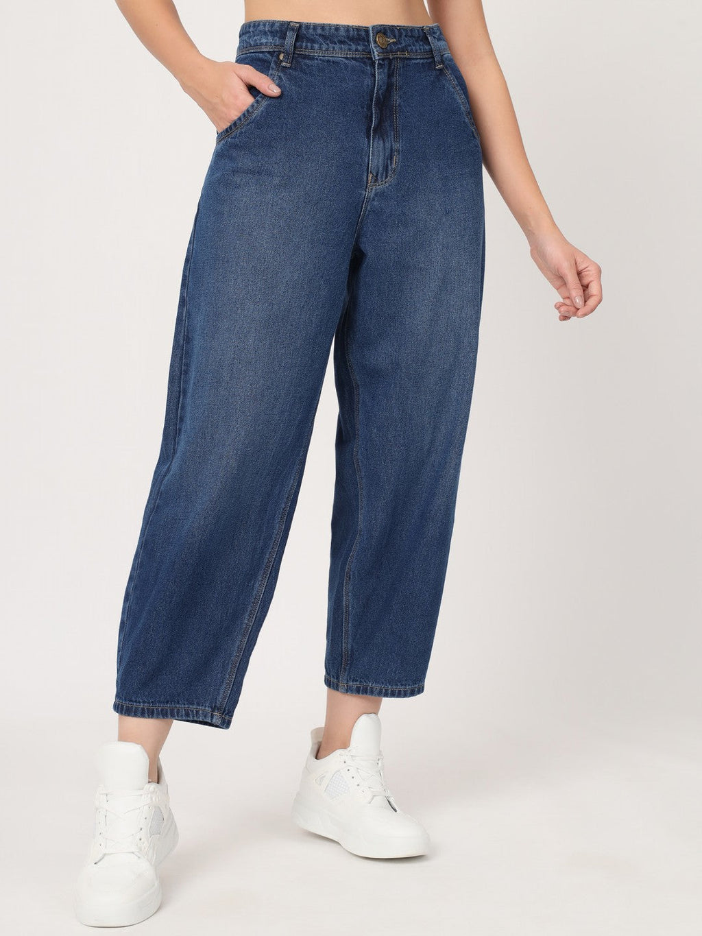 Beatnik Denim Blue Balloon Fit Womens Jeans Beatnik India