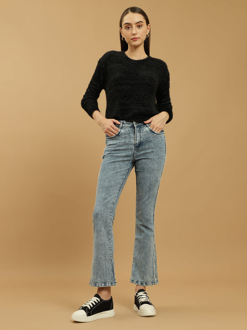 Beatnik Bootcut Full Length Self Womens Jeans Beatnik India