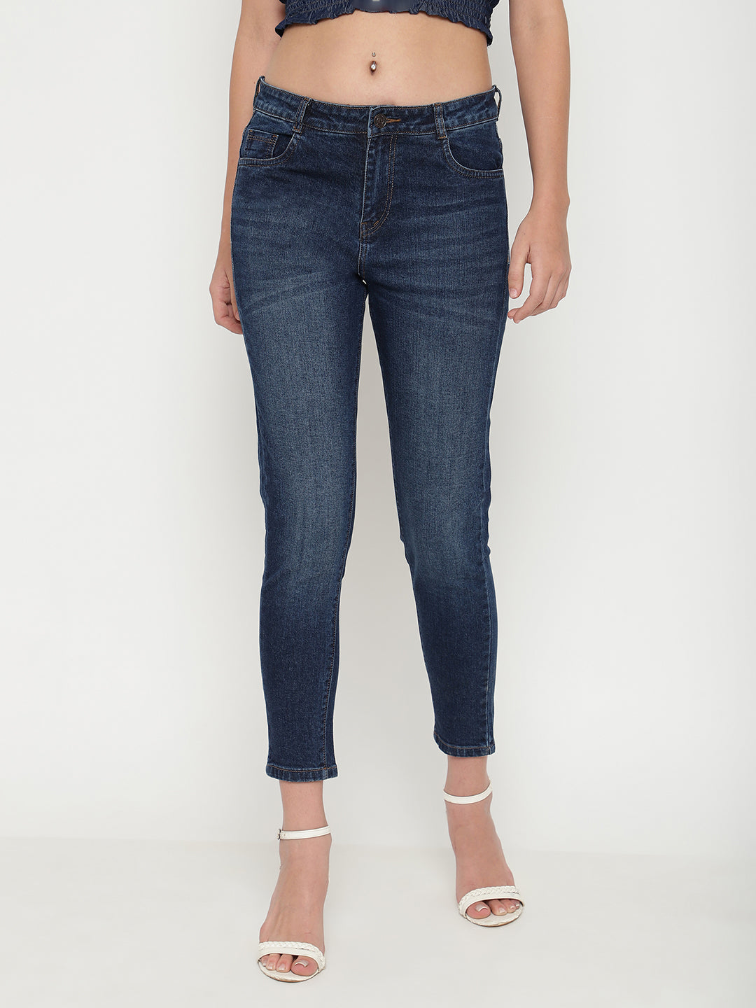 Beatnik Casual Wear High-Rise Stretchable Denim Blue Jeans Beatnik India