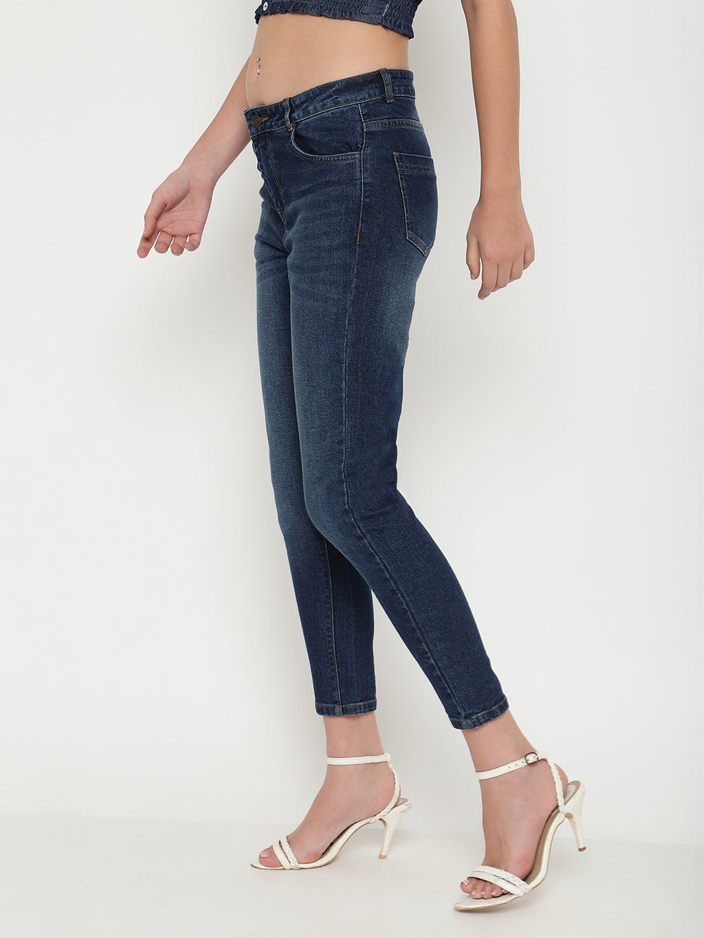 Beatnik Casual Wear High-Rise Stretchable Denim Blue Jeans Beatnik India