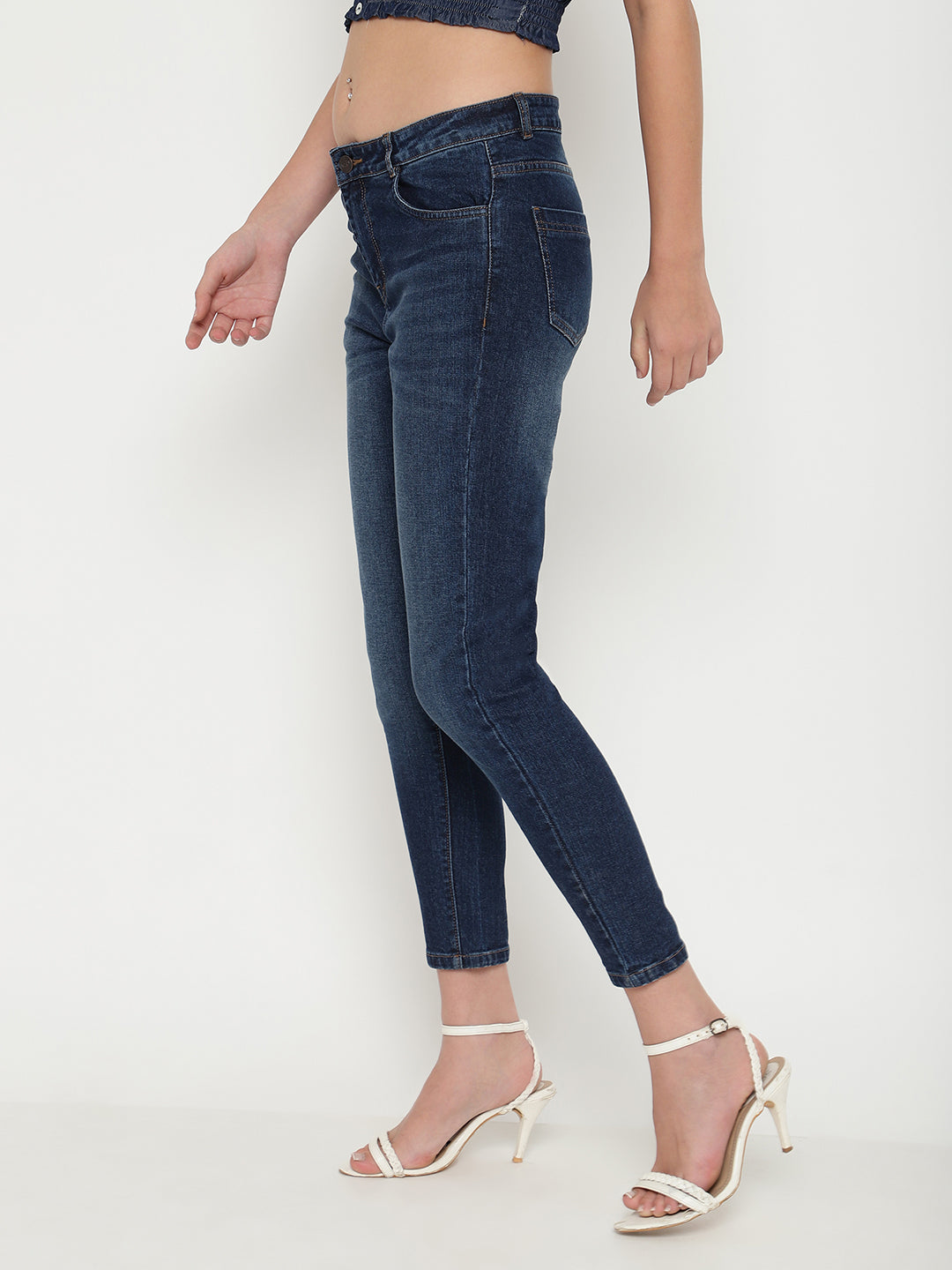 Beatnik Casual Wear High-Rise Stretchable Denim Blue Jeans Beatnik India