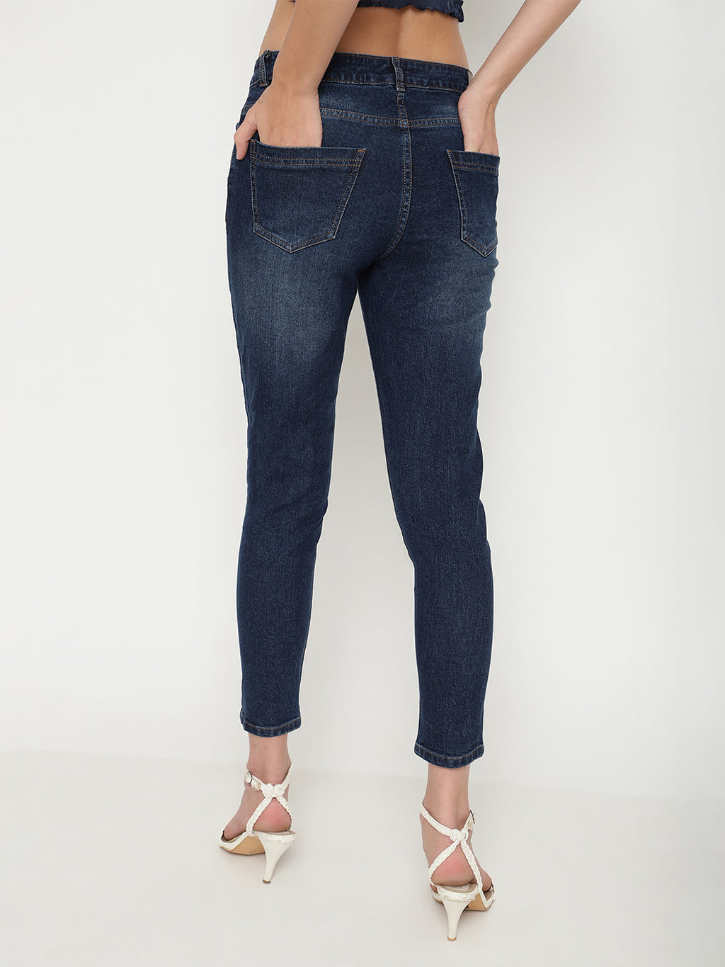 Beatnik Casual Wear High-Rise Stretchable Denim Blue Jeans Beatnik India