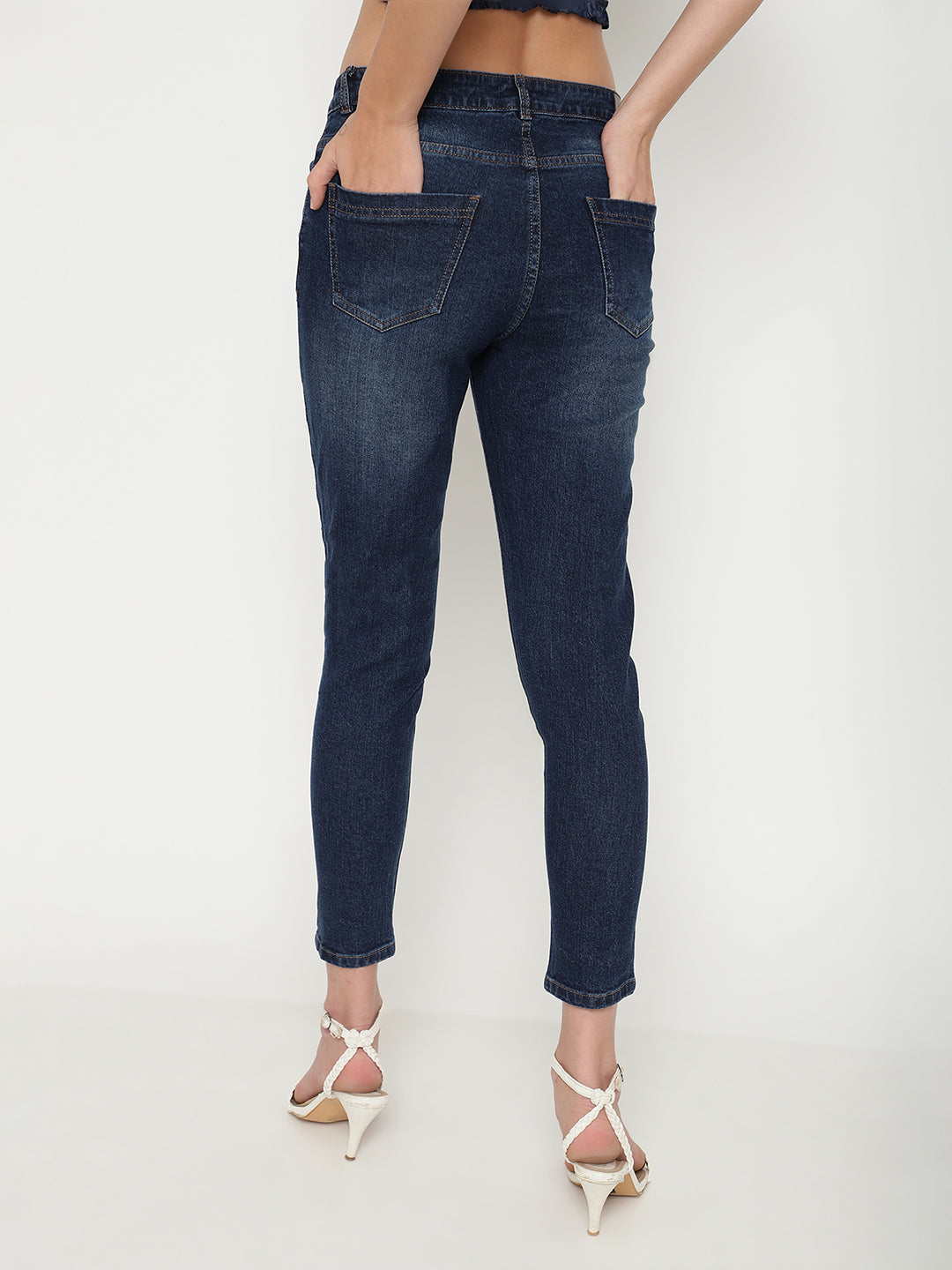 Beatnik Casual Wear High-Rise Stretchable Denim Blue Jeans Beatnik India