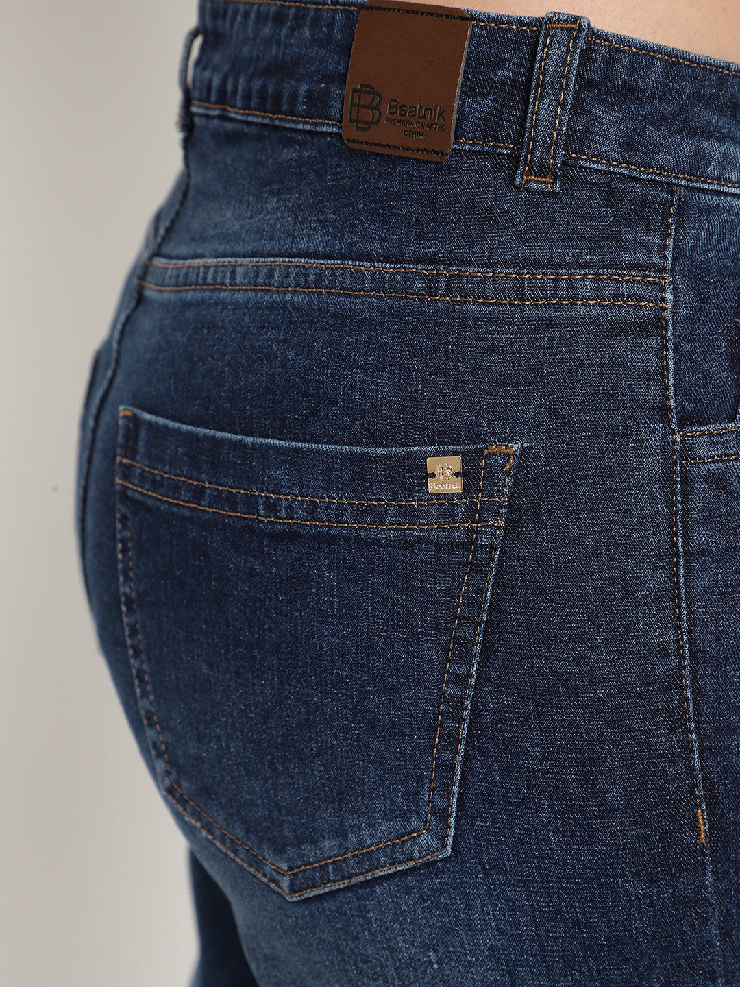 Beatnik Casual Wear High-Rise Stretchable Denim Blue Jeans Beatnik India