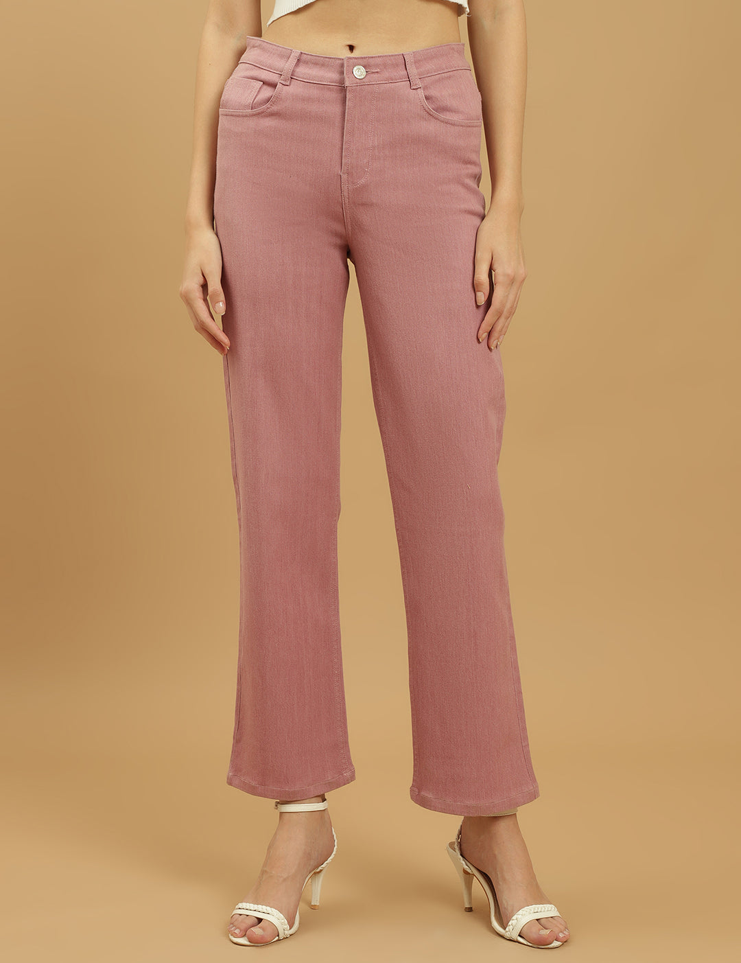 Beatnik Pink Ankle Length Slim Fit Womens Jeans Beatnik India