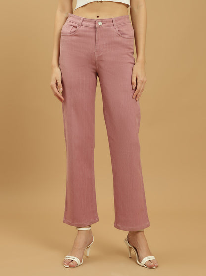 Beatnik Pink Ankle Length Slim Fit Womens Jeans Beatnik India