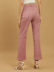 Beatnik Pink Ankle Length Slim Fit Womens Jeans Beatnik India