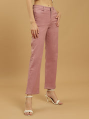 Beatnik Pink Ankle Length Slim Fit Womens Jeans Beatnik India