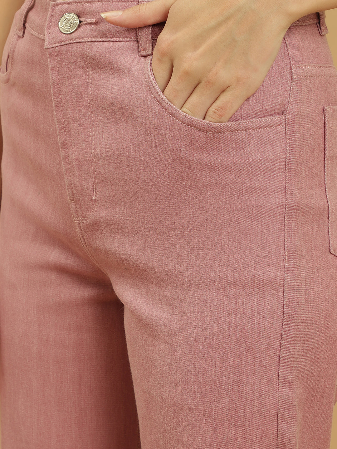 Beatnik Pink Ankle Length Slim Fit Womens Jeans Beatnik India