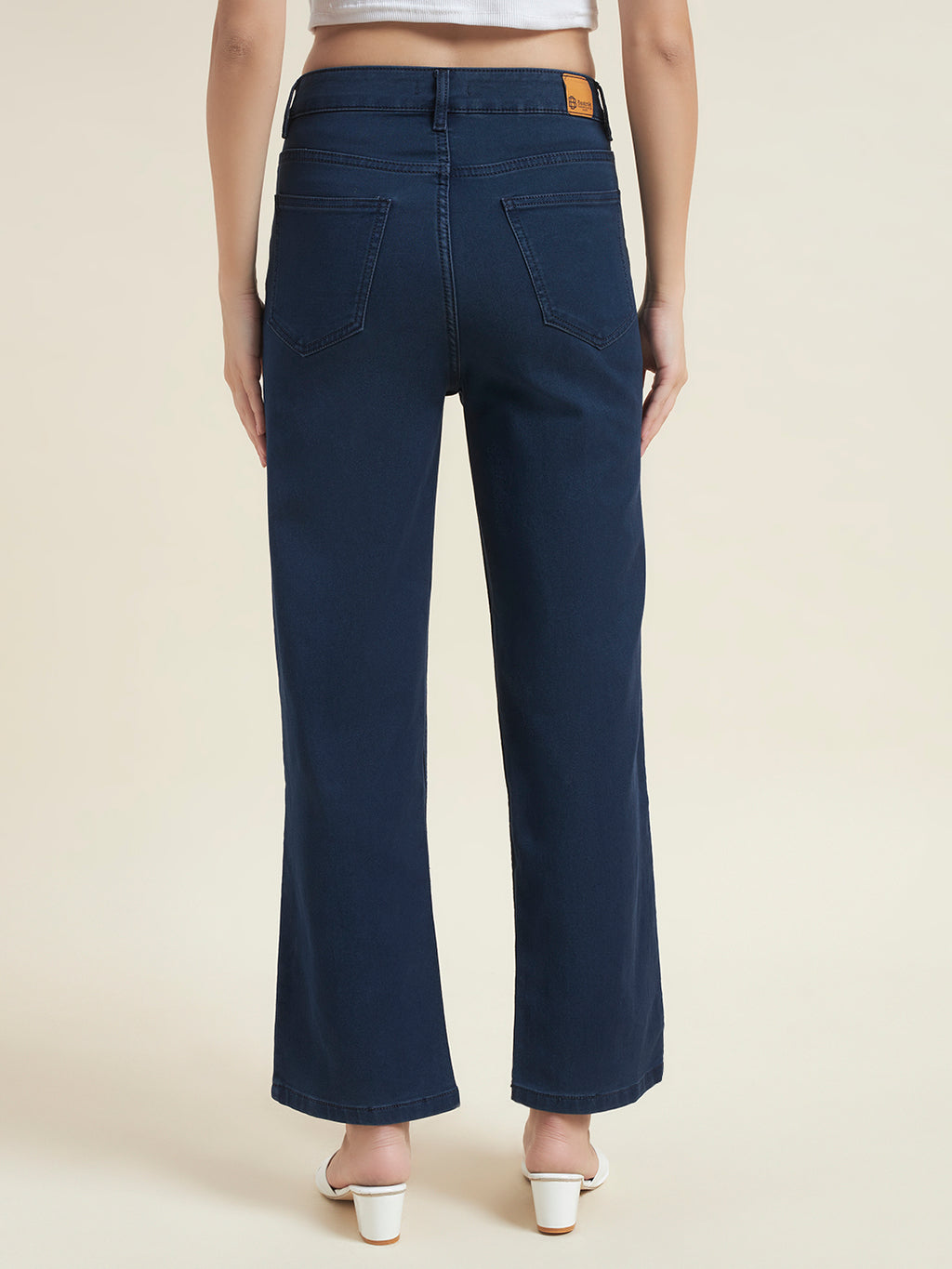 Beatnik Women Blue Stretchable Denim High-Rise Straight Fit Casual Wear Jeans