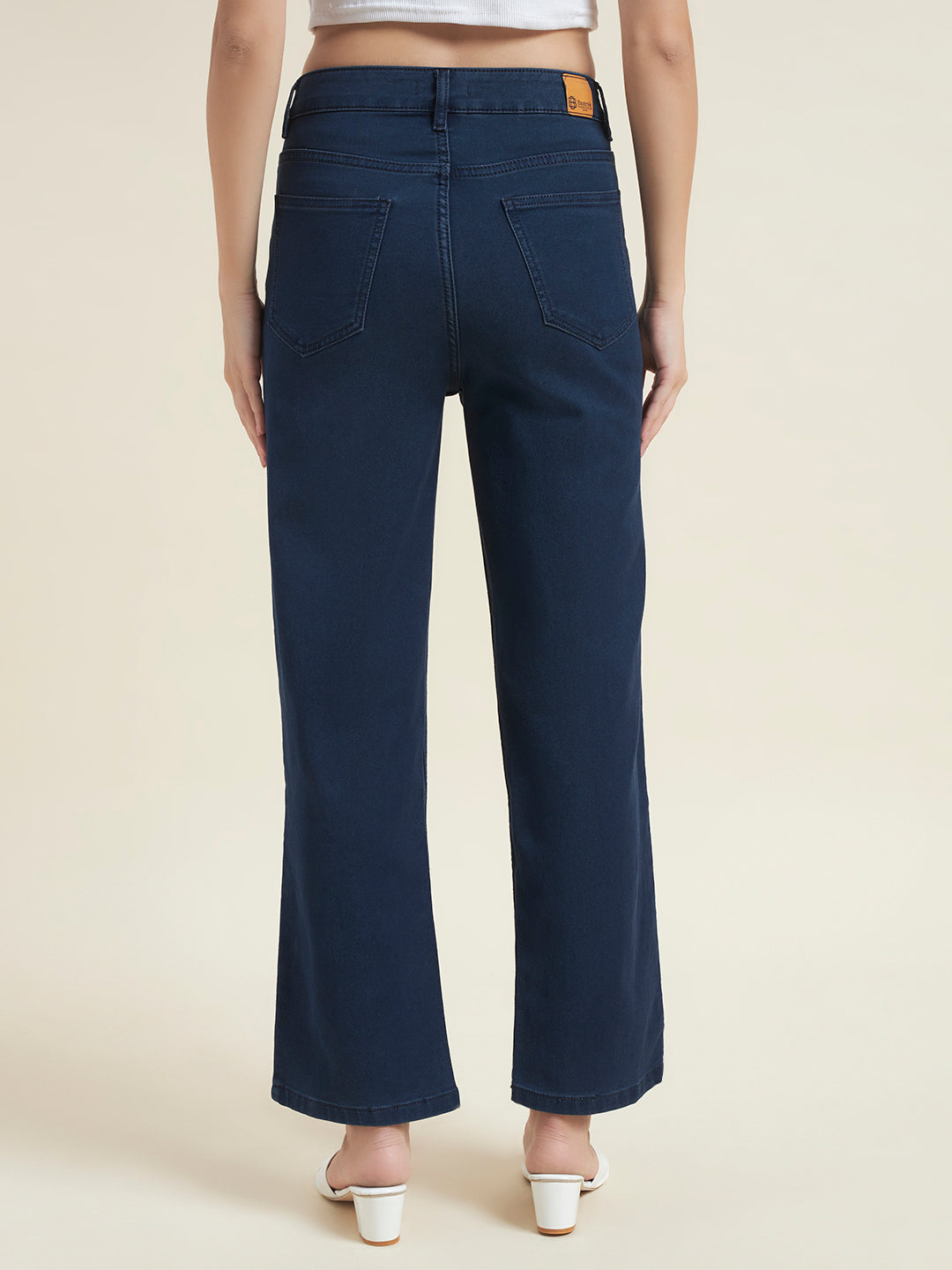 Beatnik Women Blue Stretchable Denim High-Rise Straight Fit Casual Wear Jeans