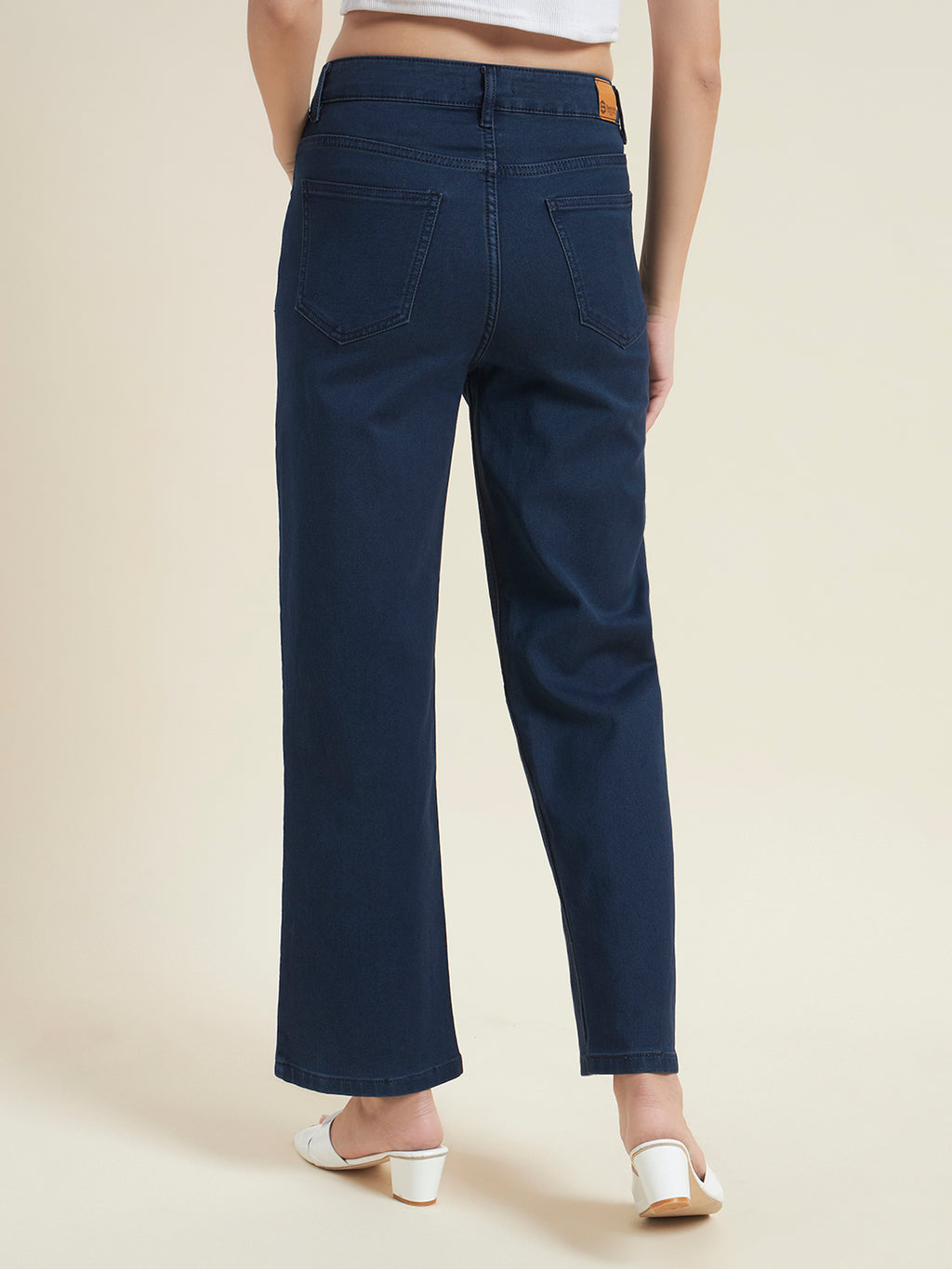 Beatnik Women Blue Stretchable Denim High-Rise Straight Fit Casual Wear Jeans