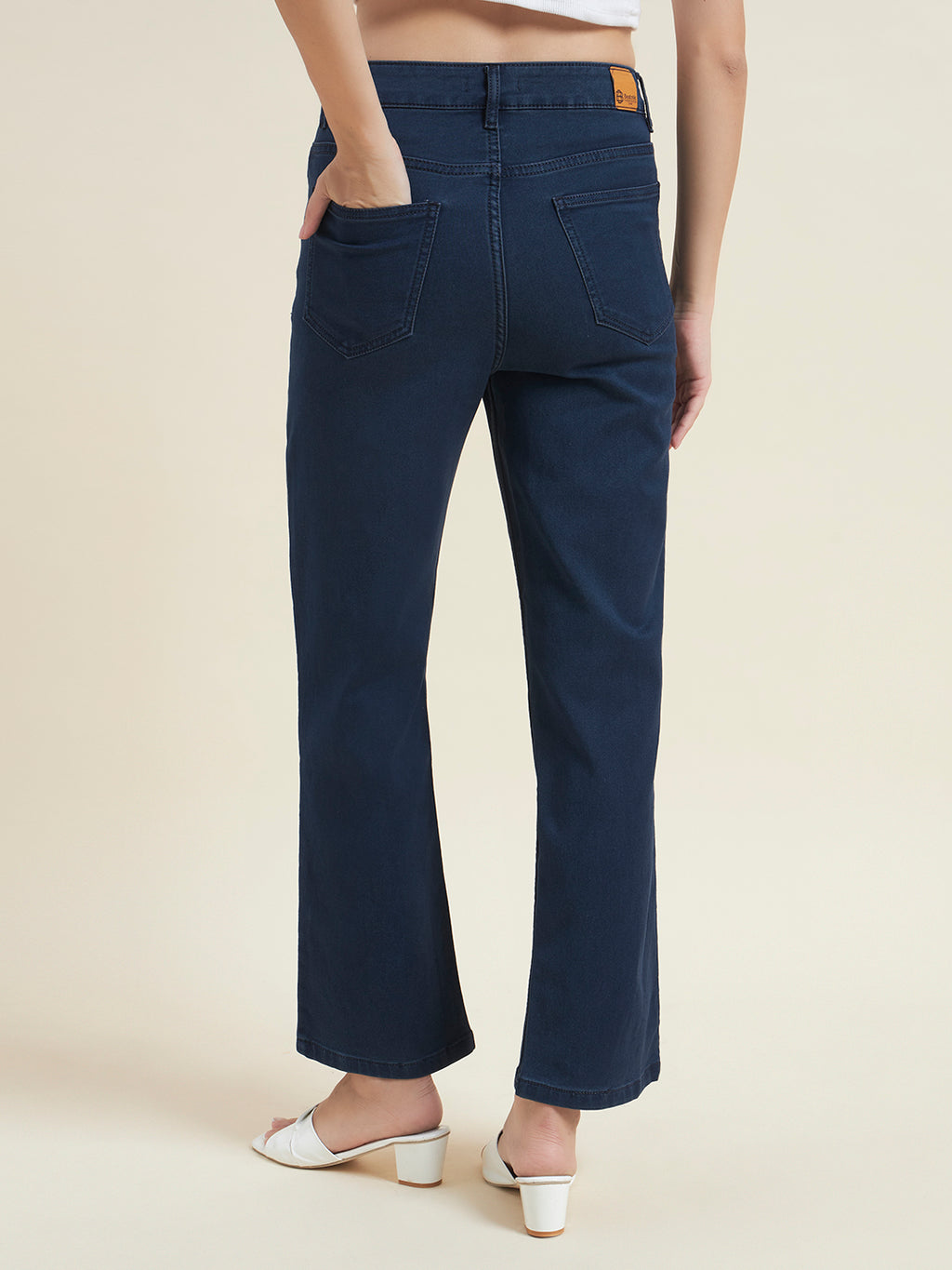 Beatnik Women Blue Stretchable Denim High-Rise Straight Fit Casual Wear Jeans