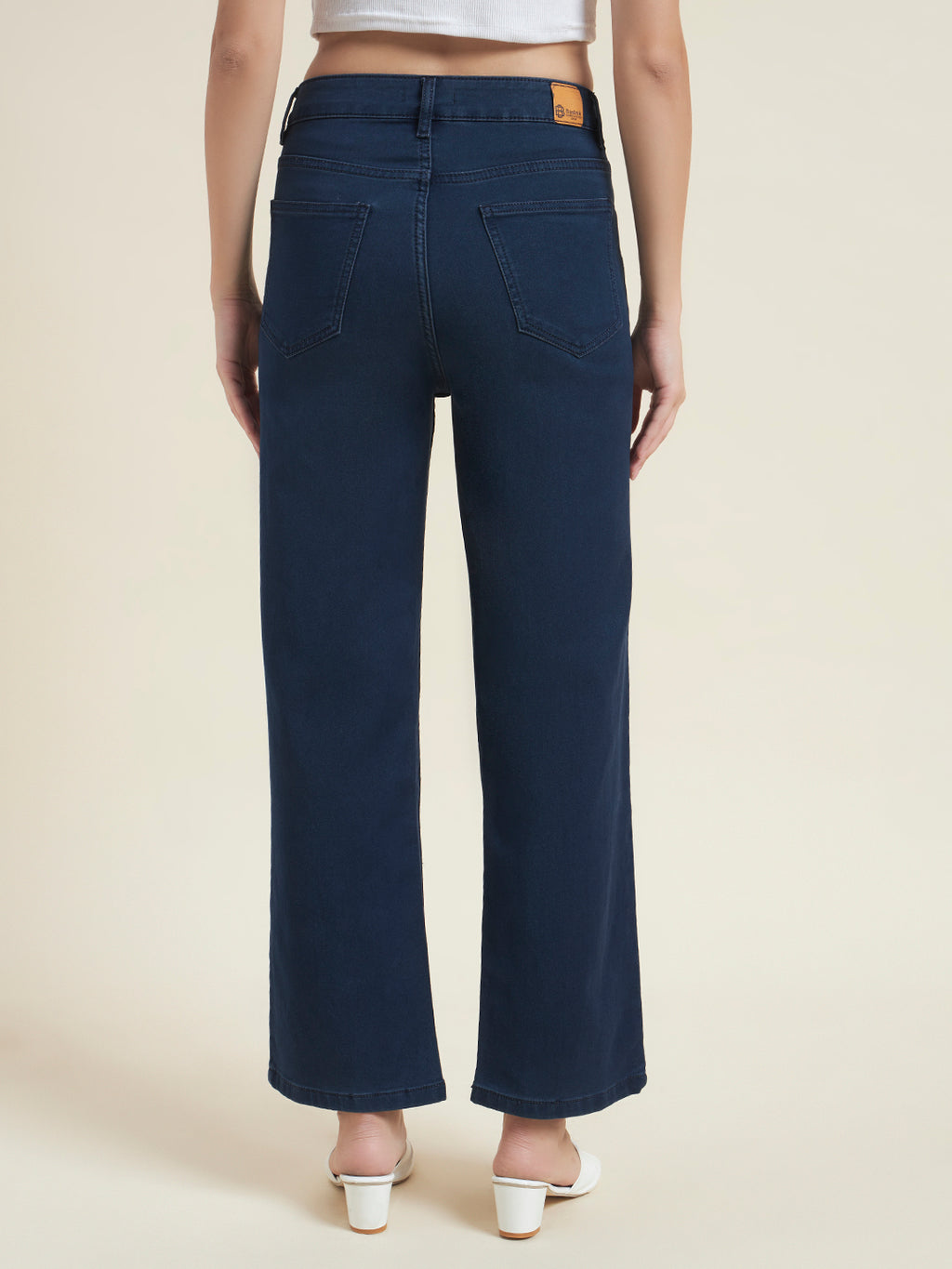 Beatnik Women Blue Stretchable Denim High-Rise Straight Fit Casual Wear Jeans