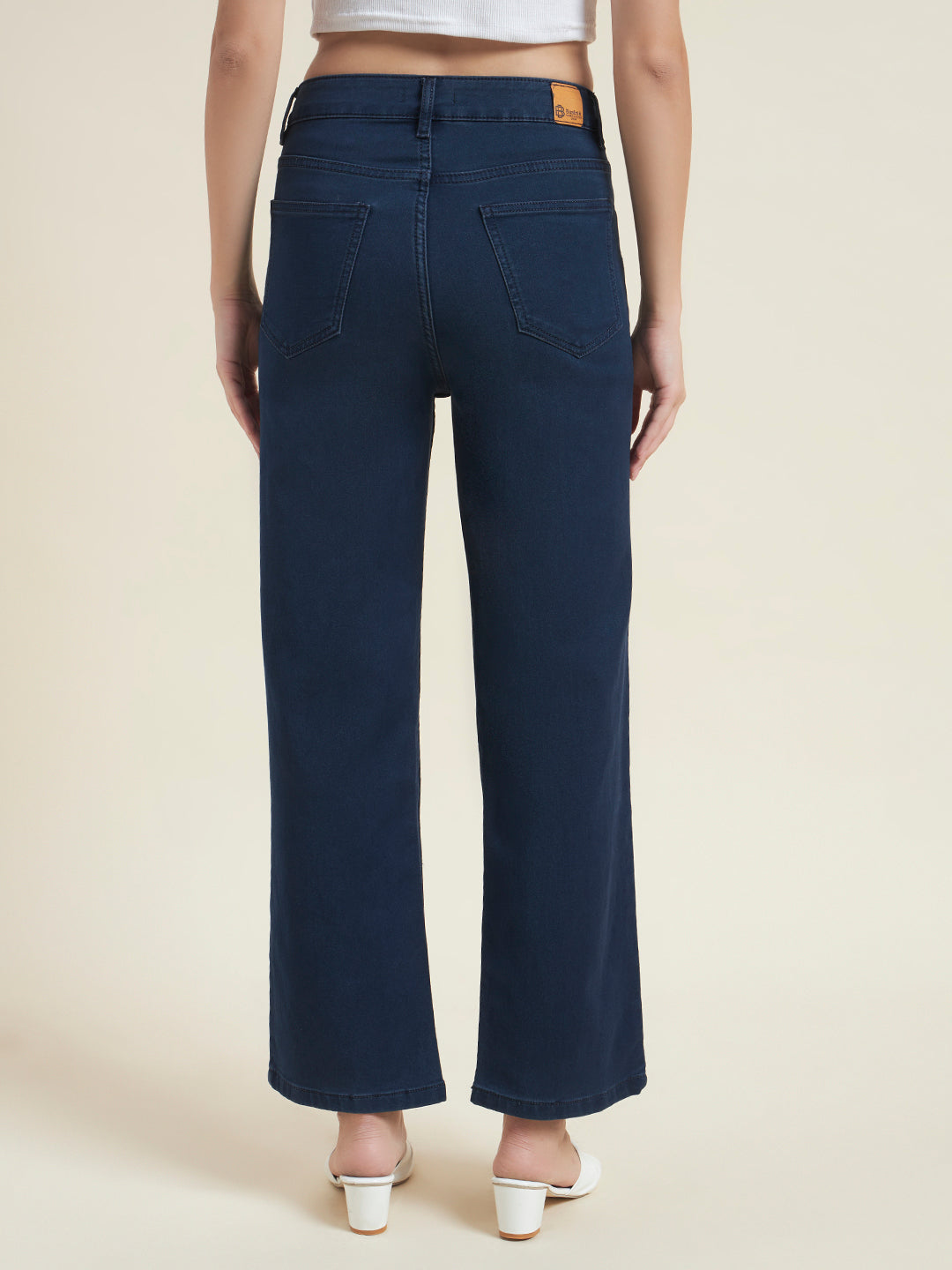 Beatnik Women Blue Stretchable Denim High-Rise Straight Fit Casual Wear Jeans