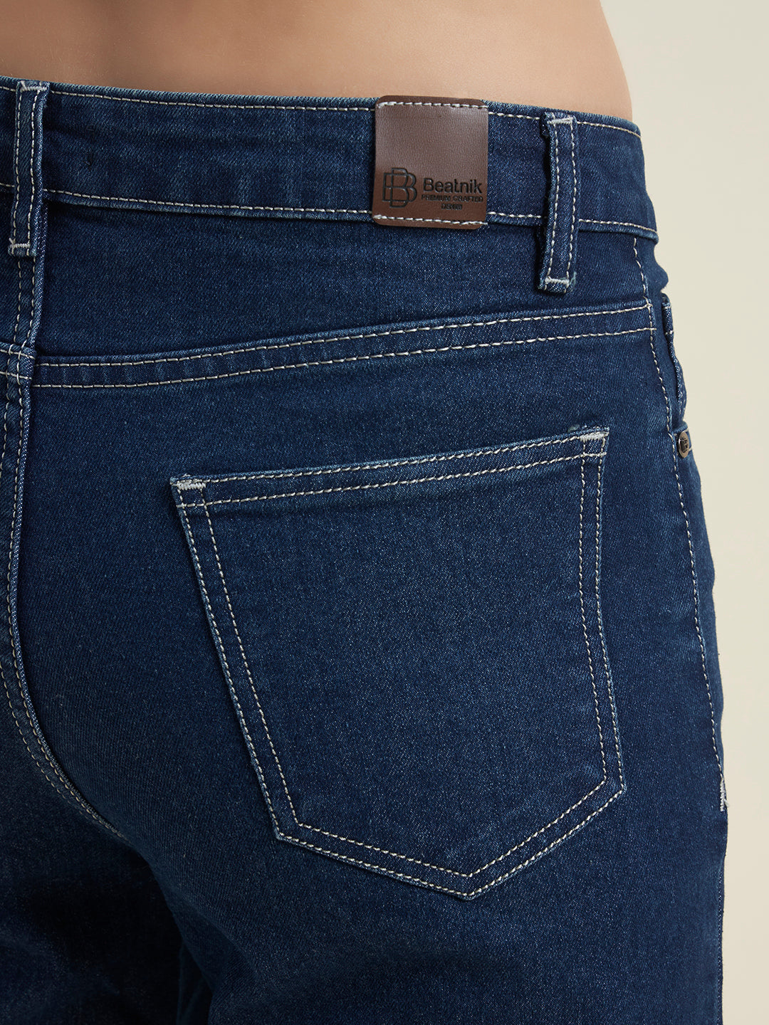 Beatnik Women Blue Stretchable Denim High-Rise Regular Fit Casual Wear Jeans
