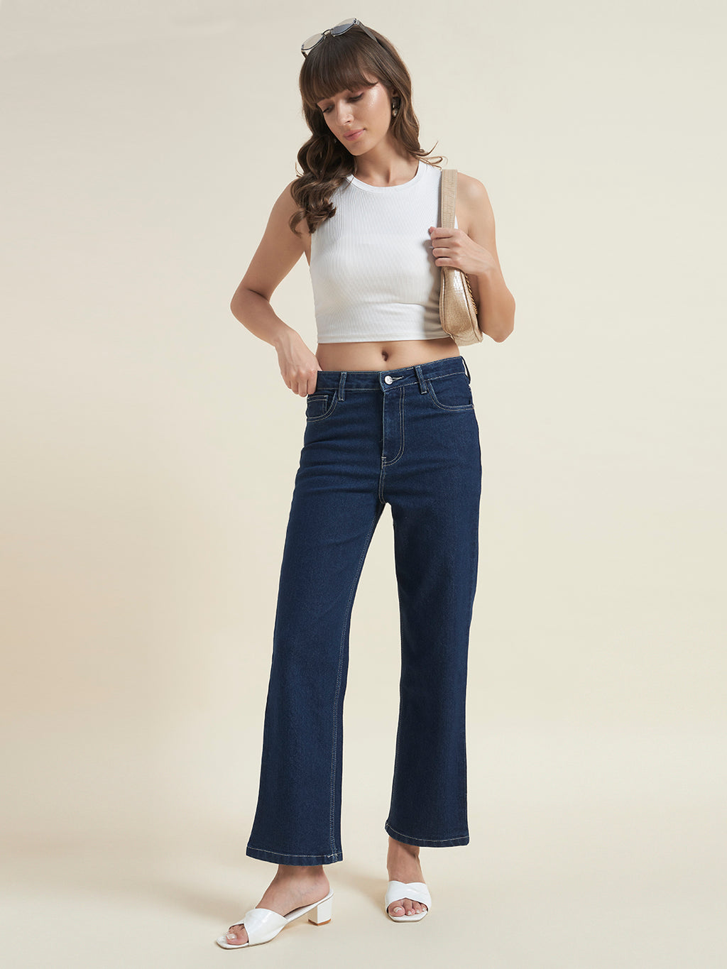 Beatnik Women Blue Stretchable Denim High-Rise Regular Fit Casual Wear Jeans
