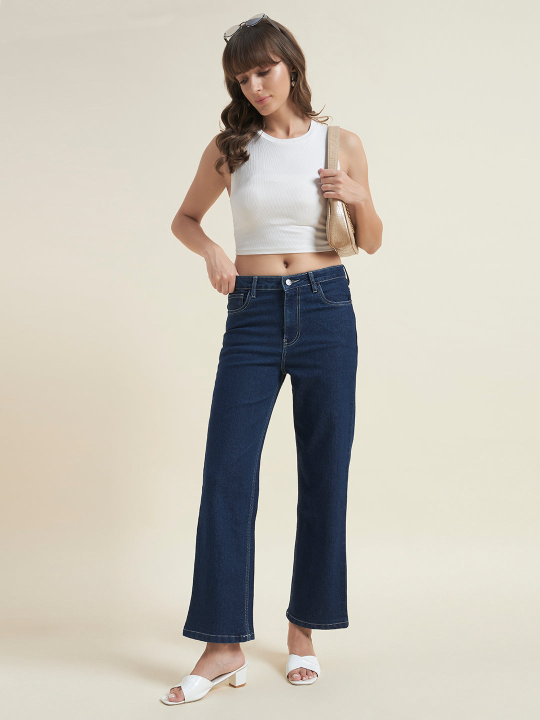 Beatnik Women Blue Stretchable Denim High-Rise Regular Fit Casual Wear Jeans