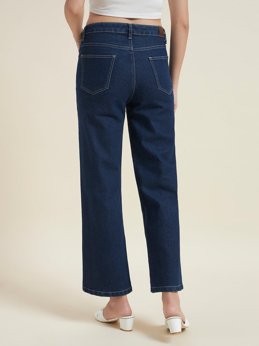 Beatnik Women Blue Stretchable Denim High-Rise Regular Fit Casual Wear Jeans