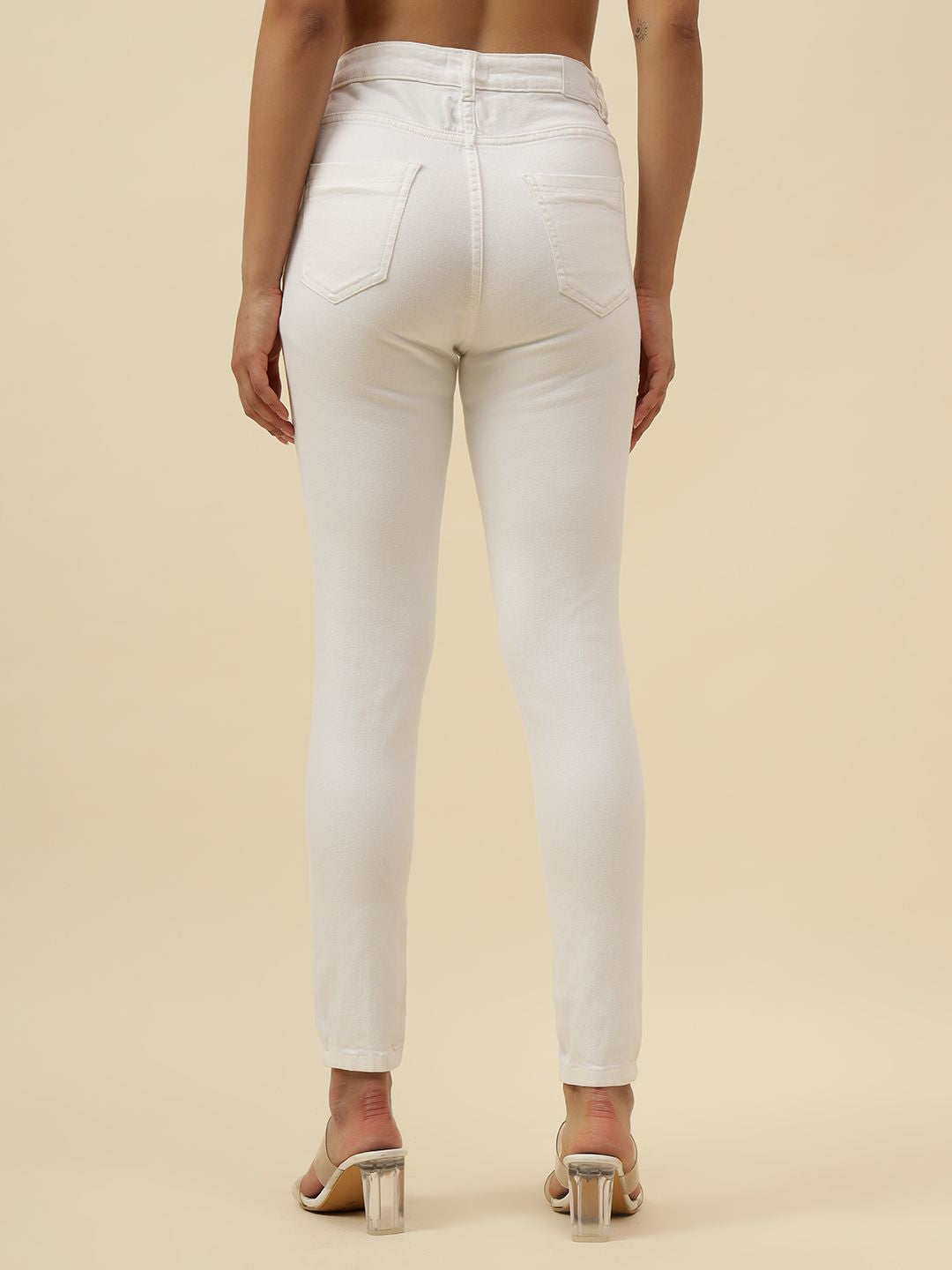 Slim Fit White Womens Jeans Beatnik